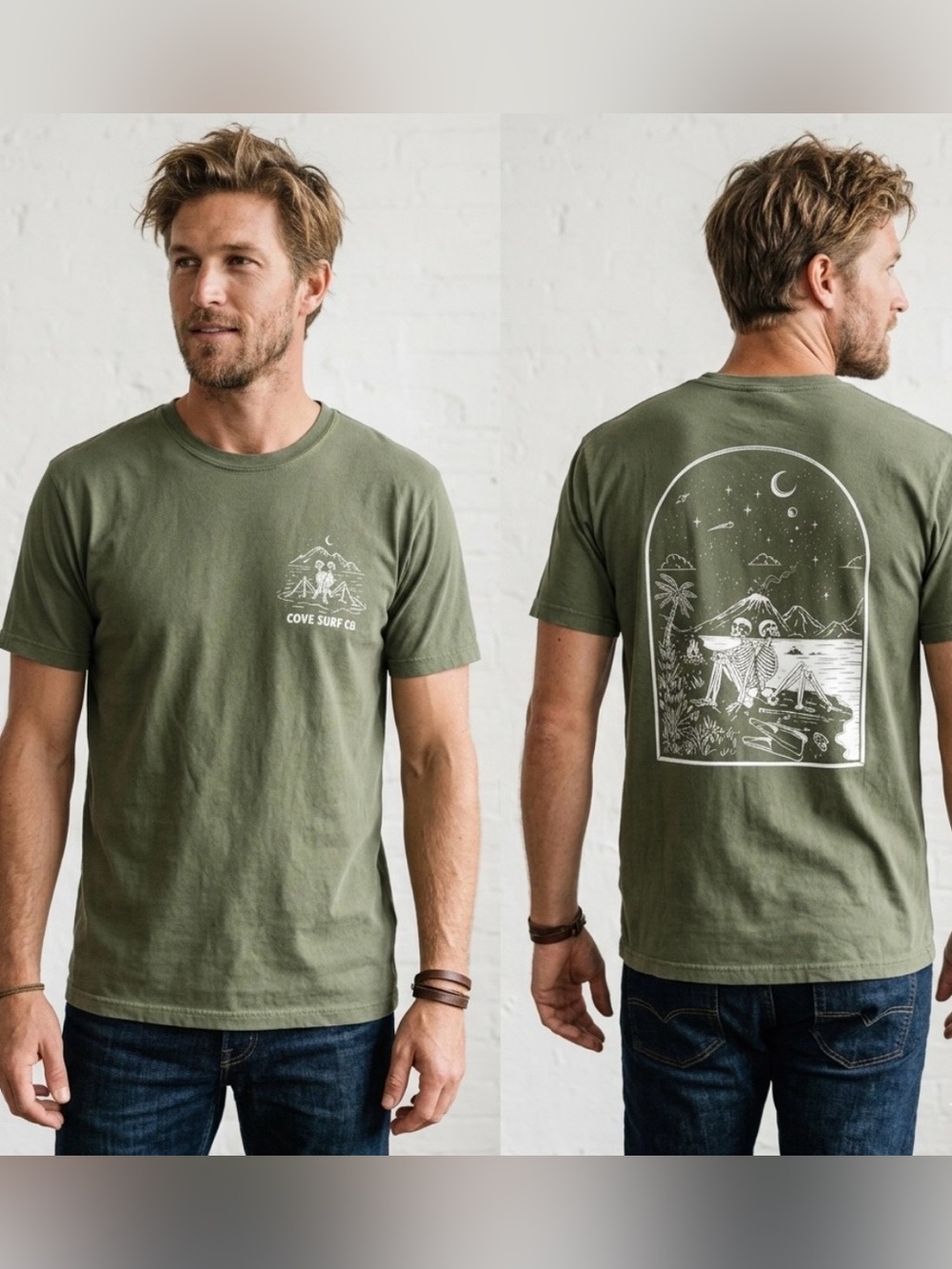 Cove Green Skeletons T Shirt Sz L